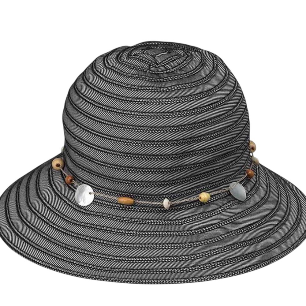 Wallaroo Coastal Ellie Black Bucket Hat Packable Sun Hat Travel Outdoor O S